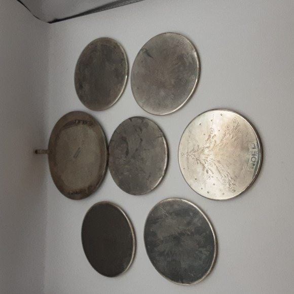 Vintage Silver Plated Christmas Tree "Noel" 6 Coaster Set & Stand - Picture 7 of 8